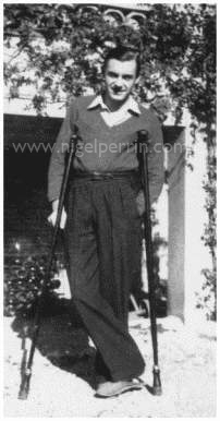 Harry on crutches on the French Riviera, 1942